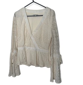 Moon River Womens Blouse Top Cream Embroided Boho Size S - Picture 1 of 8