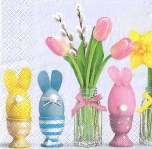 4 x Servilletas de Papel Individuales Decoupage Mesa de Artesanía Divertidos Conejitos Pascua 85 - Imagen 1 de 3