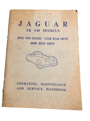 Jaguar XK 140 1955-1957 Owner's Manual Hand-Book Service Instruction Maintenance Foto 1 de 4