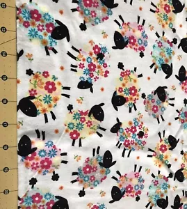 Sheep Floral 16” X 43” Flannel fabric #1739 - Picture 1 of 1