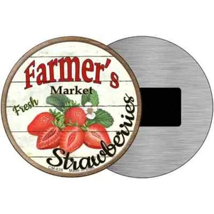 Farmers Market Strawberries 3.5" Circle Magnet Fridge Refrigerator Kitchen - Picture 1 of 2