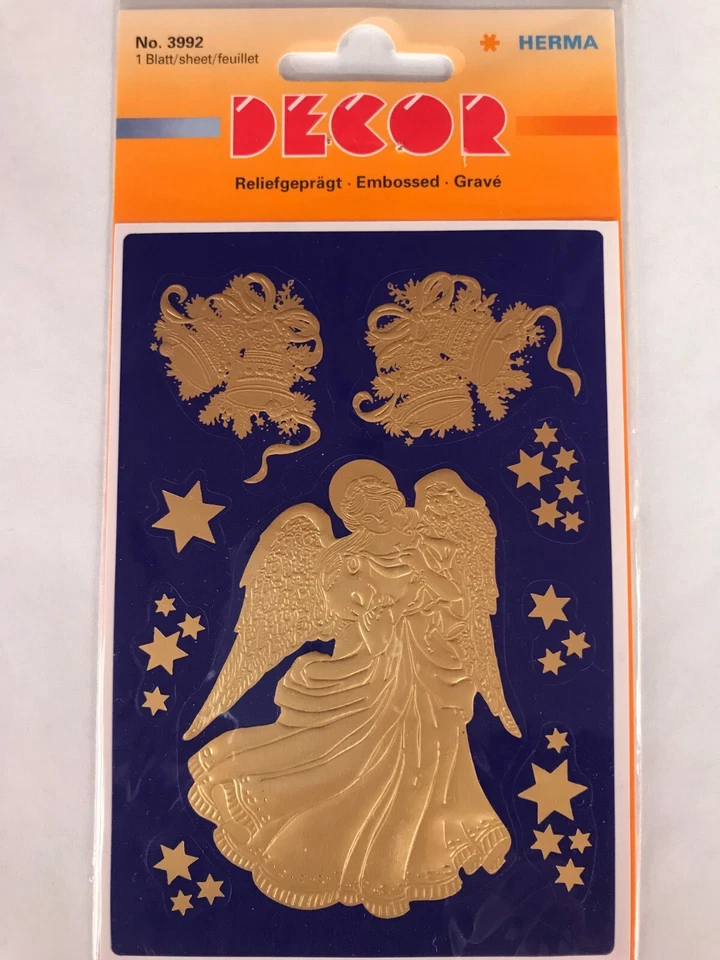 WEIHNACHTEN ENGEL GOLD  reliefgeprägt  -  HERMA   - Bild 1 von 1