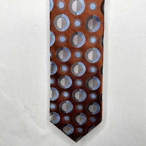Murano Herren Krawatte 3 3/4" Braun Blau Kreise 100% Seide Business Krawatte Hergestellt in den USA - Bild 1 von 10