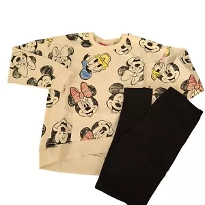 Disney Junior Minnie Mouse Sweatshirt Black Leggings Set Girls Size 6/6X - Picture 1 of 9