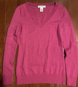 PARA MUJER Banana Republic Magenta Mezcla de Seda Tejido Cuello en V Mangas Largas Suéter - Imagen 1 de 4
