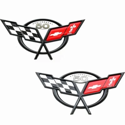 Par para emblema Corvette C5 1997-2004 insignia delantera y trasera 50 aniversario negro Foto 1 de 4