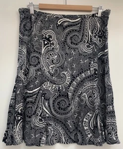 ann taylor paisley A-Linie Gr. Großer Rock Seidenmischung schwarz & weiß neu mit Etikett - Bild 1 von 6