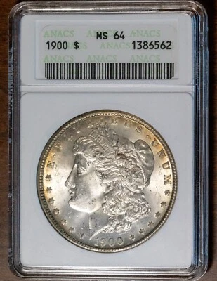 1900 $1 Silver Morgan Dollar MS 64 ANACS # 1386562 Original White Holder + Bonus - Image 1 of 2