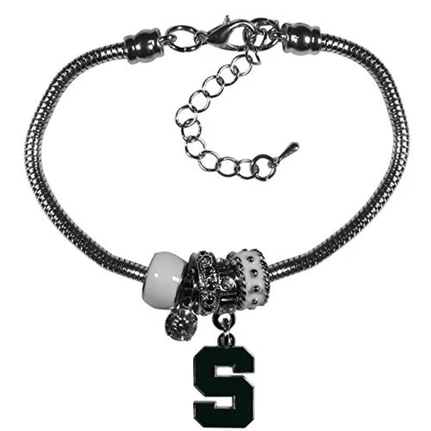 NCAA Womens Michigan State Spartans Euro Bead Bracelet One Size Team Color Cover