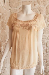 Haut beige neuf taille S marque dégriffé en soie (p) - Imagen 1 de 5
