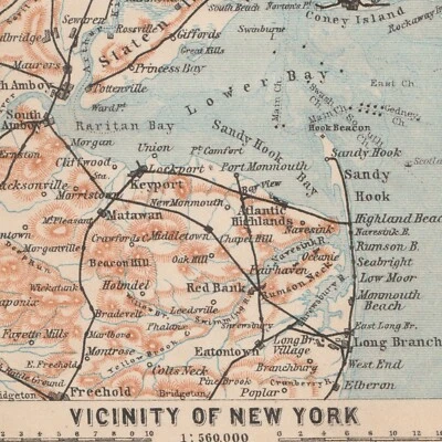 Mapa original de la ciudad de Nueva York Newark Brooklyn 1905 estado de Nueva York EE. UU. Foto 1 de 4