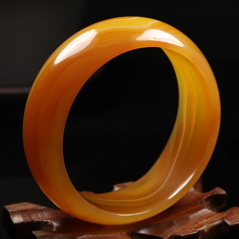 Brazalete Brazalete Ágata 54mm Natural Amarillo Marrón Calcedonia Jade 06113 Foto 1 de 4