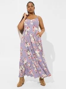 Maxi Vestido Torrid Floral Púrpura En Niveles Nuevo Con Etiquetas 0X - Imagen 1 de 9