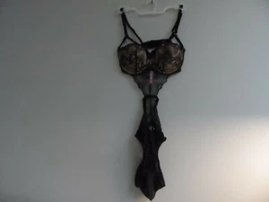 Adore Me Women's Lingerie Lace Mesh See Through Bodysuit 00113 Black Large - Picture 1 of 3