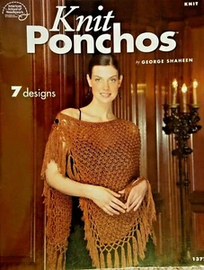 Amer School of Needlework 1377 KNIT PONCHOS 18pg booklet 2004 7 designs - Picture 1 of 12