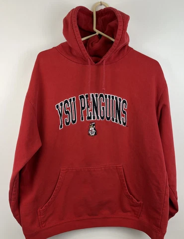 Youngstown State Penguins Hoodie Sweatshirt Red Adult Sz Large Pro Edge Cover