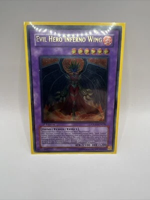 YUGIOH Evil HERO Inferno Wing (GLAS-EN038) Ultimate Rare NM EURO 1st - Image 1 of 4