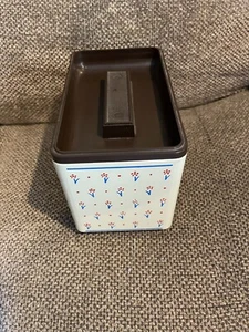 Bote de cocina de metal MCM floral vintage Ekco Canadá con tapa marcada/raro - Imagen 1 de 8