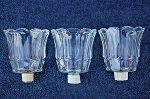 Set of 3 HOMCO Home Interiors ~ PANELED Clear Glass ~ Peg VOTIVE Candle Holders - Picture 1 of 6