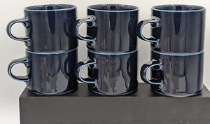 NR Niels Refsgaard Design Dansk Blue Cobalt Stacking Porcelain Coffee Mugs Japan - Picture 1 of 13