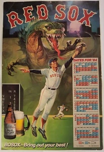 20" x 30" RARE 1984 Boston Red Sox Schedule Calendar Cardboard Display Poster - Imagen 1 de 7