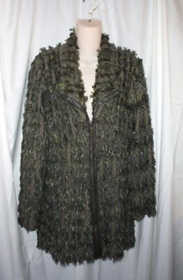 Suéter Nic & Zoe® Verde Cremallera Frontal Manga Larga con Rayas de Hilo de Pestañas - Talla XL Foto 1 de 4