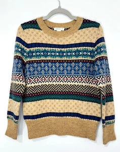 Crewcuts Boys Sweater XS 4-5 Cotton Brown Navy Green Long Sleeve Crew Neck - Picture 1 of 5