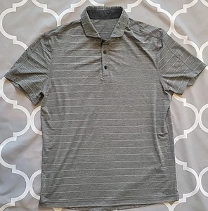 Lululemon Polo Shirt Sz XL Gray Striped Metal Vent Performance Stretch Gym Golf - Picture 1 of 12