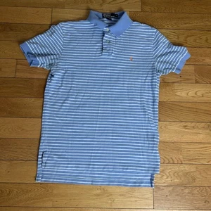 Polo Ralph Lauren Hemd Herren M Blau Gestreift Pony Logo Kurzarm Golf Selten - Bild 1 von 5