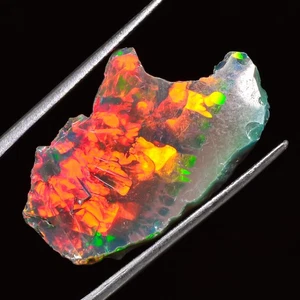 7.80Ct Natural Ethiopian Multi Fire Black Opal Rough Cabochon Gemstone 19X30X5mm - Picture 1 of 8