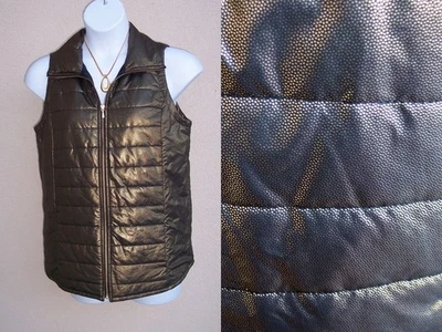 Chico's NEW Gold Black Quilted Puffer Vest size 1 S M HOLIDAY XMAS GIFT NWT  - Image 1 of 4