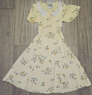 Vtg 90s Byer Amy Too! Short Sleeve Long Sundress Size 6 W/ Shoulder Pads  - Image 1 of 4