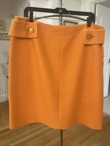 Escada Sz 44 Orange A-line Skirt Line, Belt Just For style, Cotton Silk Blend - Picture 1 of 11