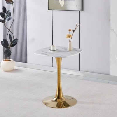 ОБЕДЕННЫЙ СТОЛ 23,62 ДЮЙМА БЕЛЫЙ И ЗОЛОТОЙ - Изображение 1 из 4