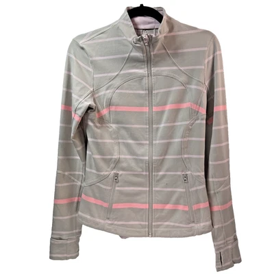Chaqueta para mujer Lululemon Forme rosa gris bolsillos a rayas talla 8 Foto 1 de 4
