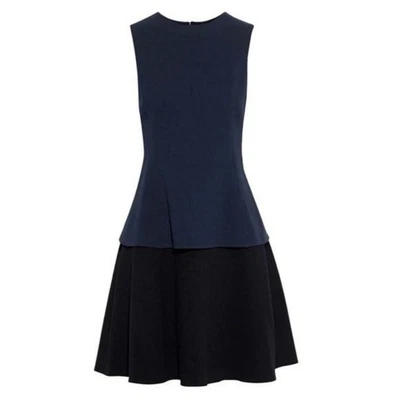 OSCAR DE LA RENTA Layered Two Tone Wool Blend Crepe Size 8 Dress  - Image 1 of 4