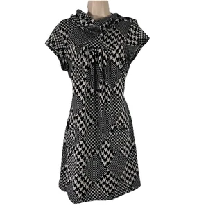 Speechless Dress Youth Girls XL Short Sleeve Knee Length Black White Houndstooth - Picture 1 of 13