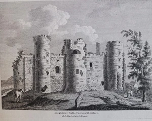 Druck 1784. Langharne Castle, Carmarthenshire. Antik. Verlag, S Hooper. - Bild 1 von 2