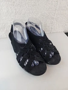 Sandalias Skechers para mujer de gamuza con tacón de cuña negras cómodas talla 9 - Imagen 1 de 8