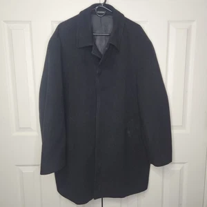 NAUTICA Overcoat Mens Size 46L Black Camber Wool Blend Classic Fit Pockets EUC - Picture 1 of 8