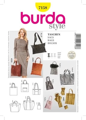 Burda Style Stylish Bags Sewing Pattern for Creative Projects B7158 - Image 1 of 2