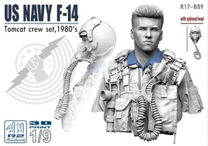 1/9 Bust 1980's USN U.S. NAVY F-14 PILOTS R17-B09 with optional head TOMCAT - Picture 1 of 16