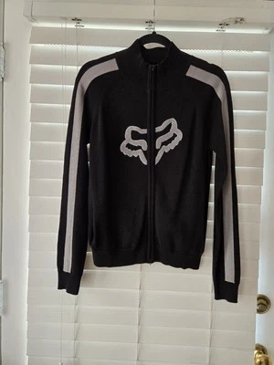 EUC Juniors Fox Racing Zip Up Sweater MEDIUM Black & Gray Soft Comfy Vintage - Image 1 of 4