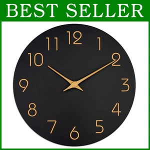 Minimalistische schwarze Wanduhr 16 Zoll leise nicht tickend - Bild 1 von 11
