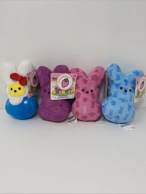 2025 PEEPS X HELLO KITTY Strawberry Scent Easter Bunny 6" Plush LOT OF 4 - Image 1 of 4