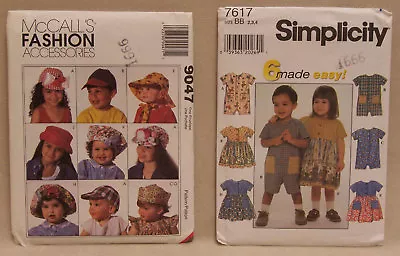 SIMPLICITY AND MCCALLS TODDLERS PATTERNS DRESS ROMPER & HATS - Image 1 of 4
