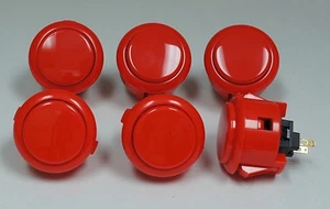Japan Sanwa Buttons OBSF-30-VER Vermilion Color x 6 pcs Video Game Arcade parts - Picture 1 of 5
