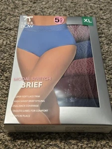 Womens 5 Pack High Waist Modal Stretch Soft Lace Trim Underwear Briefs Sz XL - Picture 1 of 2
