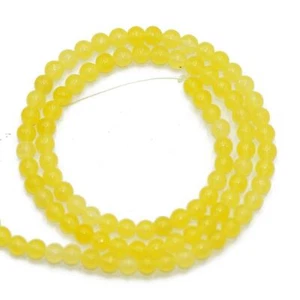 Round Luminous Yellow Jade Bead Jewelry Bracelet Making Loose Gemstone 15.5 \" - Picture 1 of 3