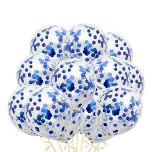 Confetti Balloons - Blue, Rose Gold, Silver & Gold – Party Decoration - 12 Pack - Picture 1 of 8